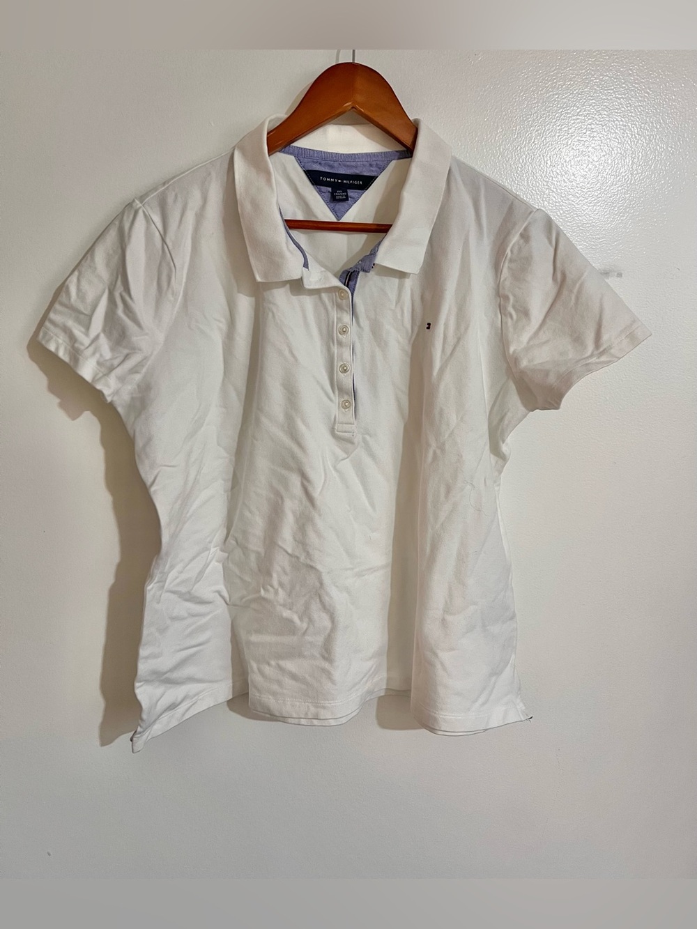 Tommy Hilfiger Women's White Short Sleeve Polo Shirt Cotton Size XXL Classic Fit